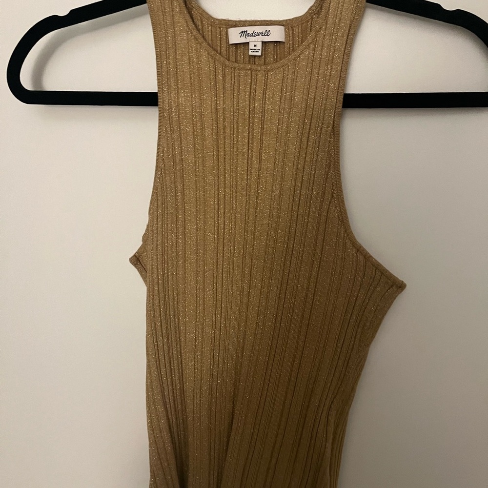 Madewell Gold Ribbed Sleeveless Tank Top